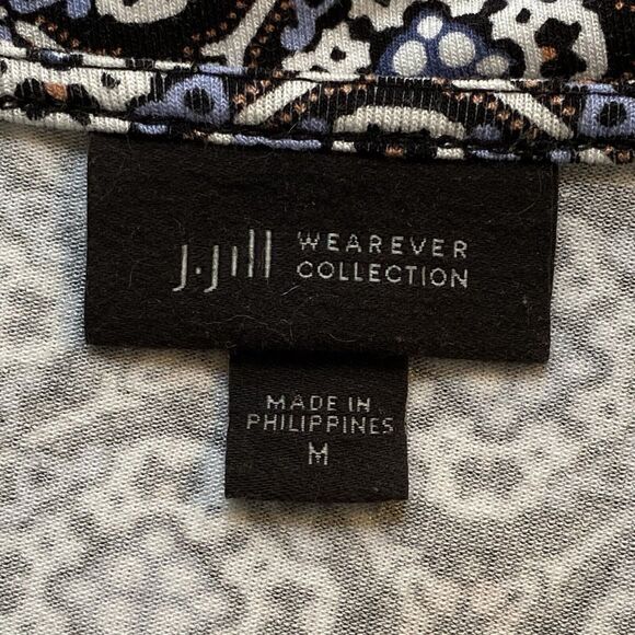 J. Jill Blue, Black & Pink Geometric Patterned Top, Size: Medium - Picture 8 of 9